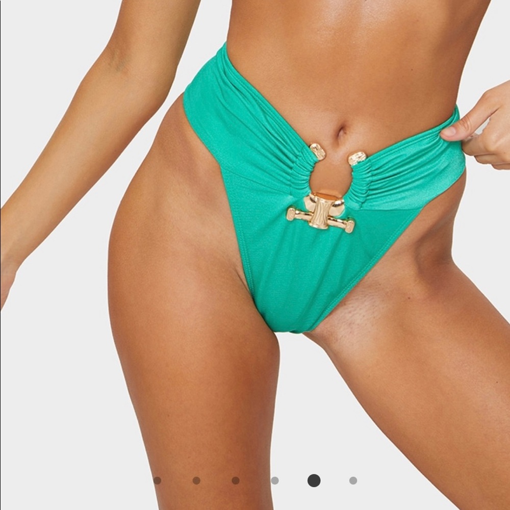 Green Hammered Trim Bikini Bottoms